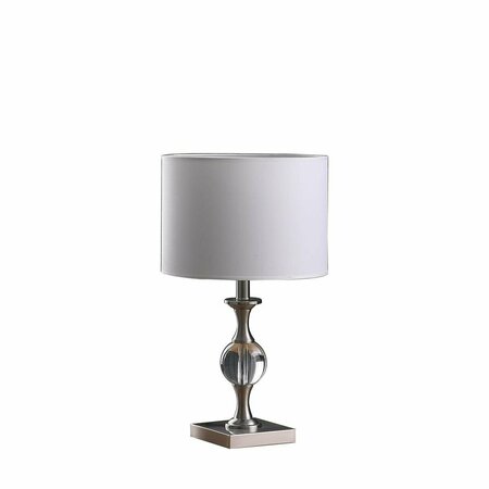 CLING 19.75 in. Satin Nickel Solid Crystal Orb Metal Table Lamp CL2629589